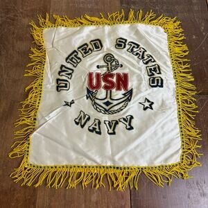 Vintage WW2 World War‎ 2 Unites States Navy Flocked Souvenir Satin Pillow Cover